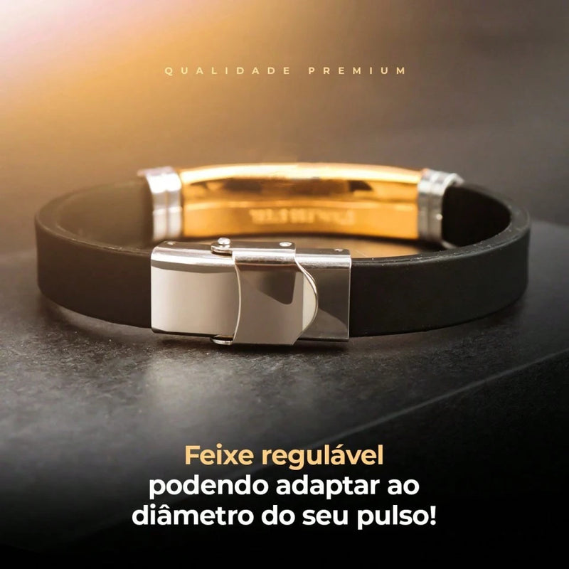 Pulseira Bracelete Masculina Placa Jesus Em Aço Inox