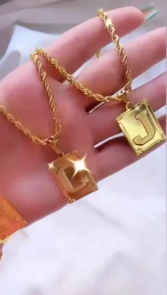 Colar Com Letra Inicial Nome Pingente Folheado Ouro 18k a-z Dourado Feminino Corrente Cordão Baiano