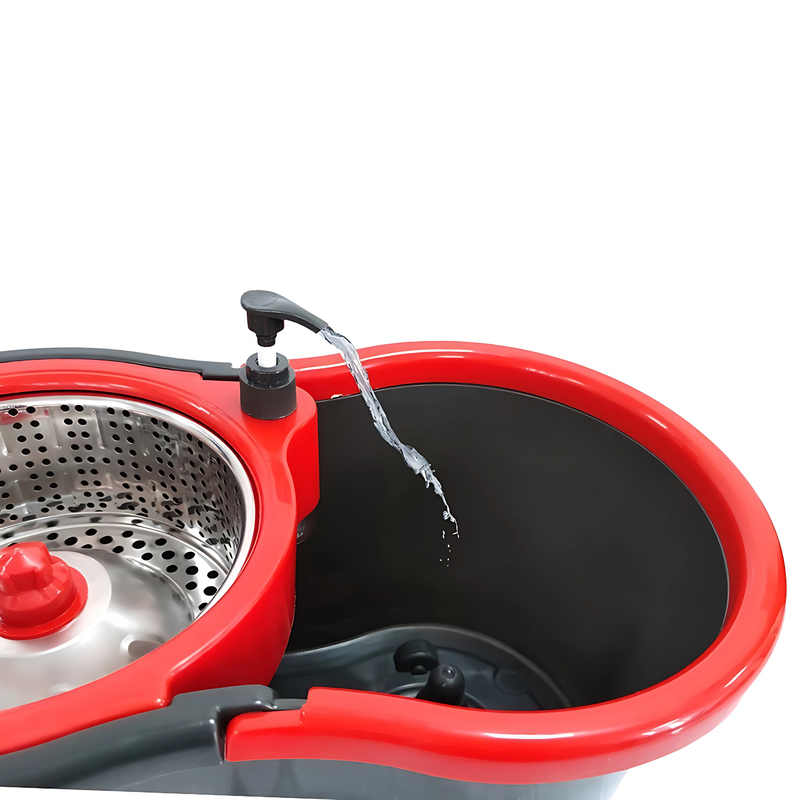 Mop Balde Esfregão Giratório Pró 13L com Rodinhas e Alça Flexível – Refil Microfibra Lavável, Cabo 125cm 3 Partes