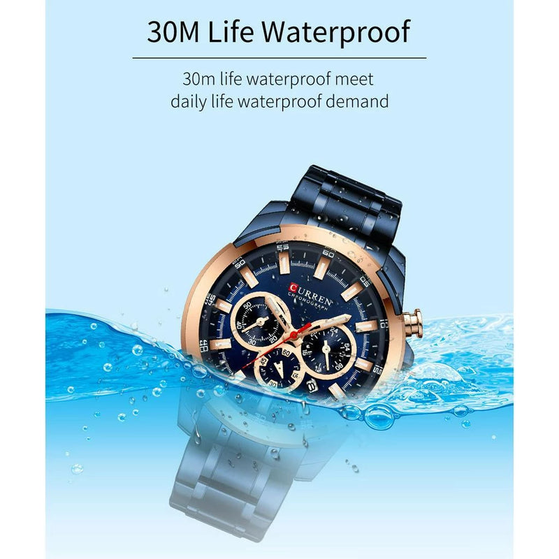 CURREN Novo Relógio Masculino De Aço Inoxidável Fashion Casual Sports Waterproof 8361X