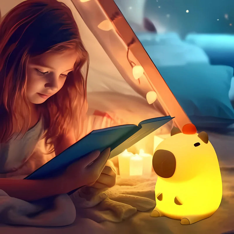Luminária Silicone Capivara Noturna Recarregável USB Touch Sleep Night Tiktok Abajur Criança