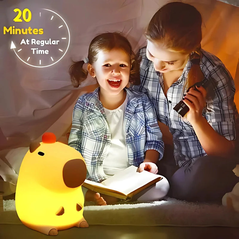 Luminária Silicone Capivara Noturna Recarregável USB Touch Sleep Night Tiktok Abajur Criança
