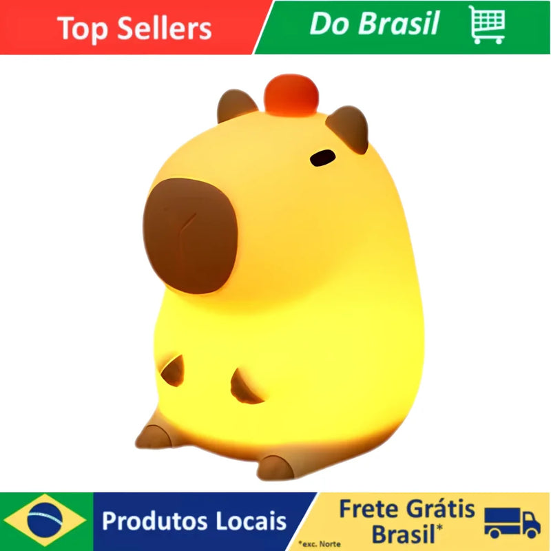 Luminária Silicone Capivara Noturna Recarregável USB Touch Sleep Night Tiktok Abajur Criança