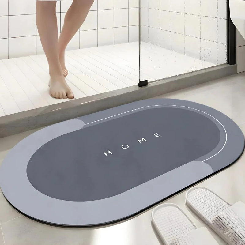 Tapete Oval Absorvente de Banheiro Secagem Rápida Antiderrapante