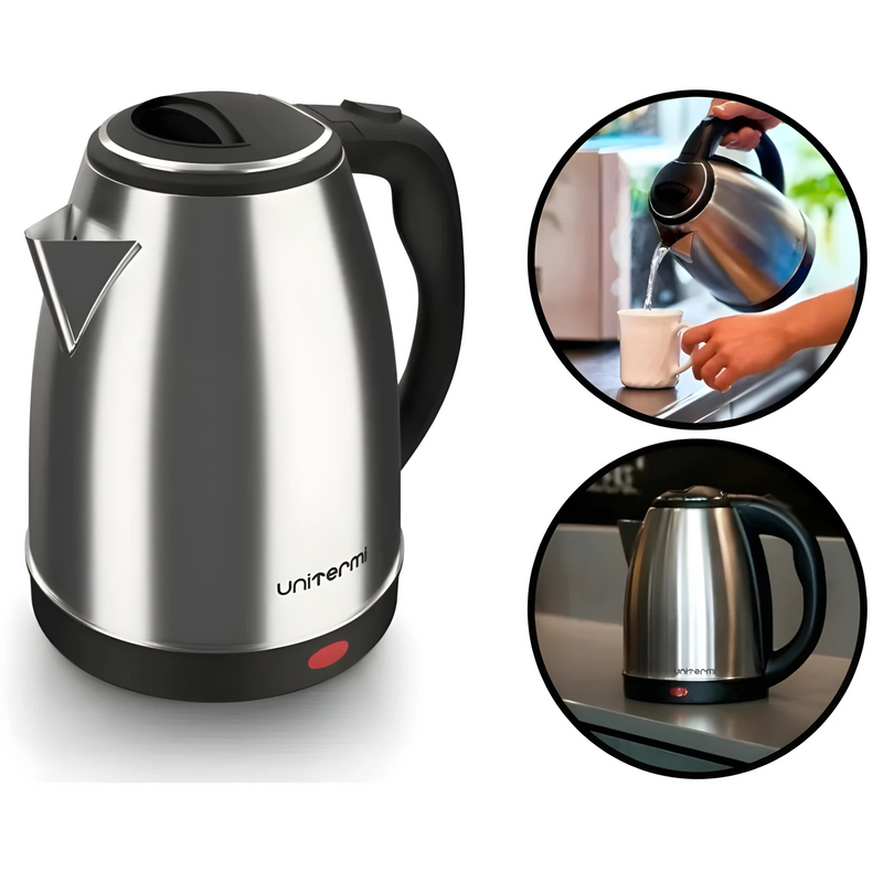 Chaleira Elétrica Inox Atacama Unitermi 1.8L – 1800W de Potência, Base 360º, Desligamento Automático e Design Moderno, 220v