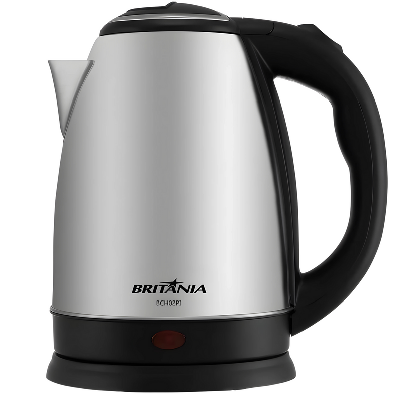 Chaleira Elétrica Britânia 1,8L Inox Escovado – Ferve Água Rápido para Café, Chá, Chimarrão e Mamadeira, Jarra Sem Fio Rotativa 360°, Base Destacável, Tampa com Botão e Desligamento Automático