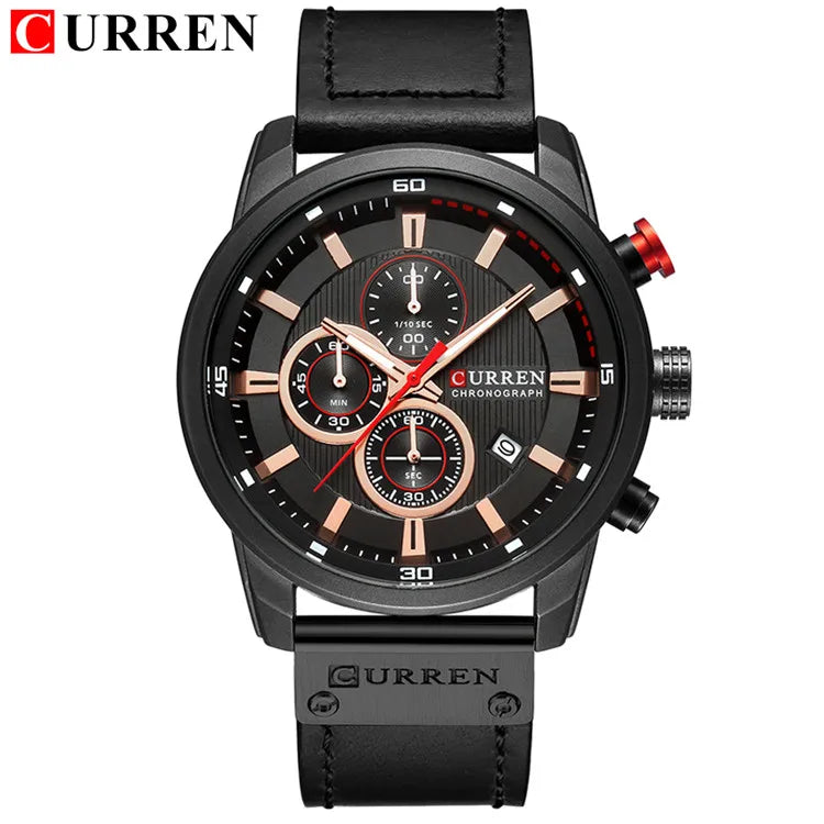 Curren marca relógio de couro dos homens esportes relógios exército militar quartzo relógio de pulso cronógrafo masculino relogio masculino
