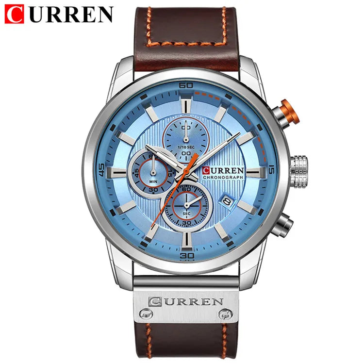 Curren marca relógio de couro dos homens esportes relógios exército militar quartzo relógio de pulso cronógrafo masculino relogio masculino