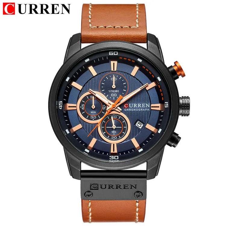 Curren marca relógio de couro dos homens esportes relógios exército militar quartzo relógio de pulso cronógrafo masculino relogio masculino