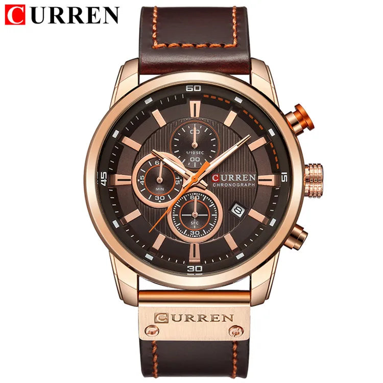 Curren marca relógio de couro dos homens esportes relógios exército militar quartzo relógio de pulso cronógrafo masculino relogio masculino