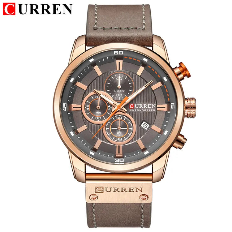 Curren marca relógio de couro dos homens esportes relógios exército militar quartzo relógio de pulso cronógrafo masculino relogio masculino