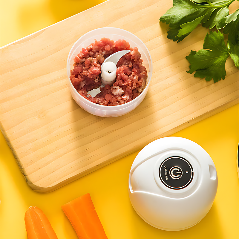 Processador e Triturador Portátil de Alimentos com 3 Lâminas Elétrico - Moedor de Carne, Vegetais e Alho