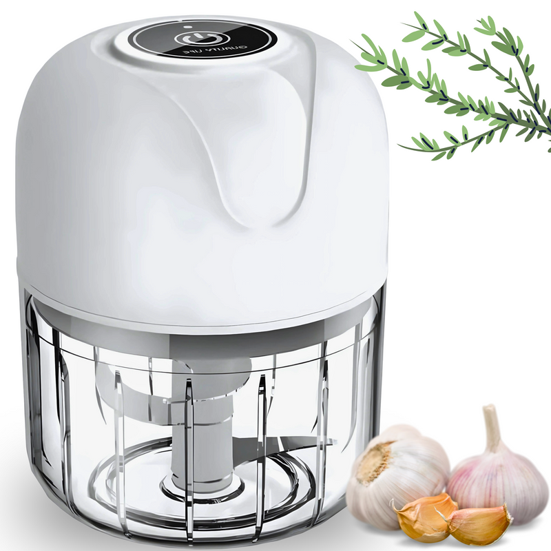 Processador e Triturador Portátil de Alimentos com 3 Lâminas Elétrico - Moedor de Carne, Vegetais e Alho
