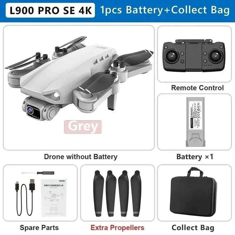 L900 Pro SE MAX GPS Drone 4K Câmera HD dupla profissional 5G WIFI 360 ° Motor sem escova para evitar obstáculos Rc FPV Quadcopter Dron