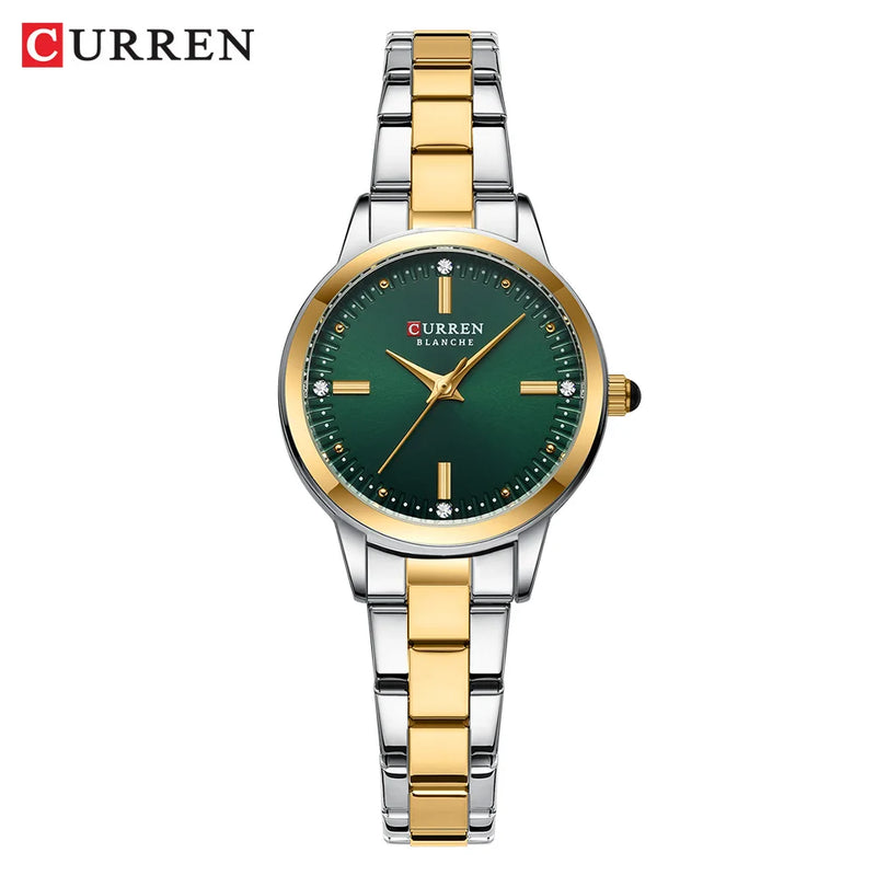 CURREN Relógio de quartzo original para mulheres moda elegante relógios femininos de aço inoxidável à prova d'água relógio de pulso feminino