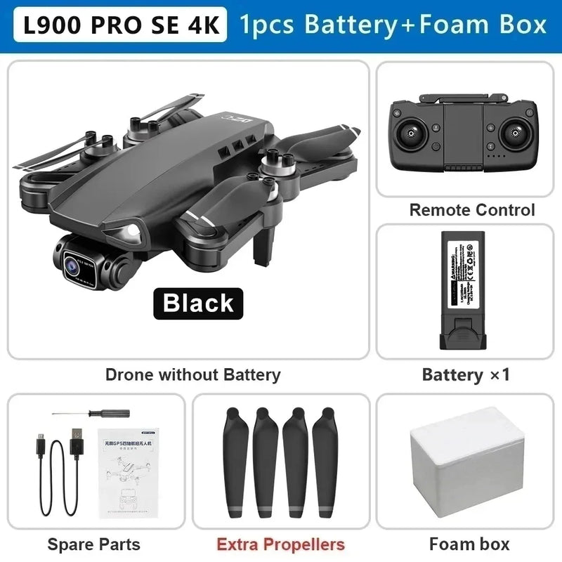 L900 Pro SE MAX GPS Drone 4K Câmera HD dupla profissional 5G WIFI 360 ° Motor sem escova para evitar obstáculos Rc FPV Quadcopter Dron