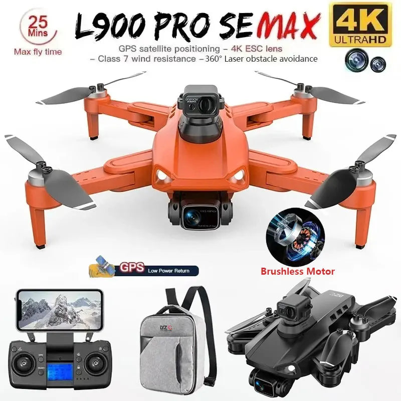 L900 Pro SE MAX GPS Drone 4K Câmera HD dupla profissional 5G WIFI 360 ° Motor sem escova para evitar obstáculos Rc FPV Quadcopter Dron