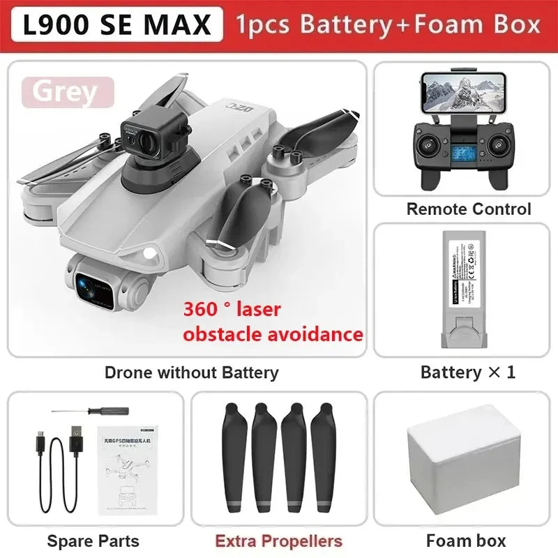 L900 Pro SE MAX GPS Drone 4K Câmera HD dupla profissional 5G WIFI 360 ° Motor sem escova para evitar obstáculos Rc FPV Quadcopter Dron