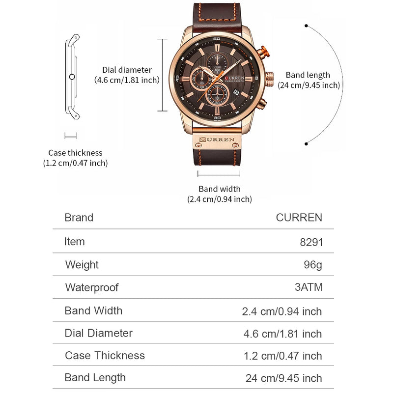 Curren moda data de quartzo relógios masculinos marca superior luxo masculino relógio cronógrafo esporte dos homens relógio de pulso relogio masculino
