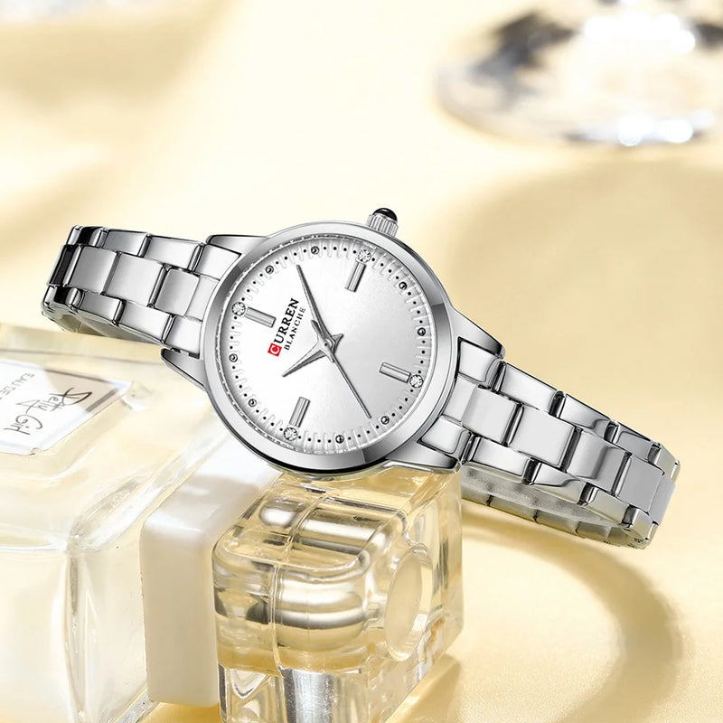 CURREN Relógio de quartzo original para mulheres moda elegante relógios femininos de aço inoxidável à prova d'água relógio de pulso feminino
