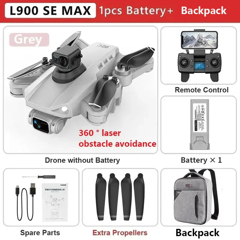 L900 Pro SE MAX GPS Drone 4K Câmera HD dupla profissional 5G WIFI 360 ° Motor sem escova para evitar obstáculos Rc FPV Quadcopter Dron