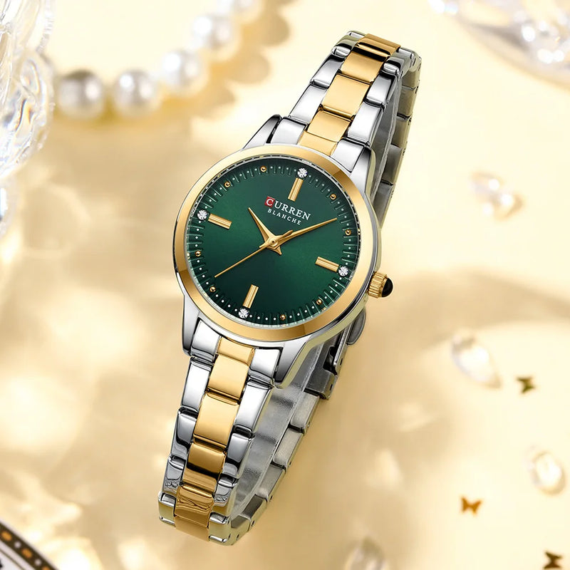 CURREN Relógio de quartzo original para mulheres moda elegante relógios femininos de aço inoxidável à prova d'água relógio de pulso feminino
