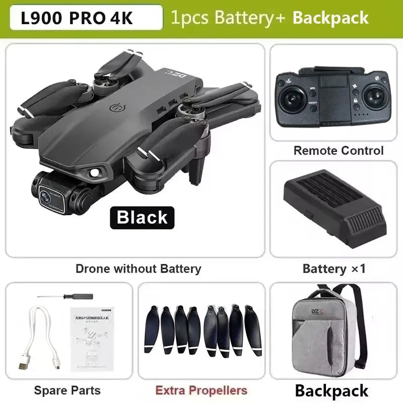 L900 Pro SE MAX GPS Drone 4K Câmera HD dupla profissional 5G WIFI 360 ° Motor sem escova para evitar obstáculos Rc FPV Quadcopter Dron