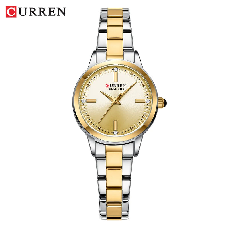 CURREN Relógio de quartzo original para mulheres moda elegante relógios femininos de aço inoxidável à prova d'água relógio de pulso feminino