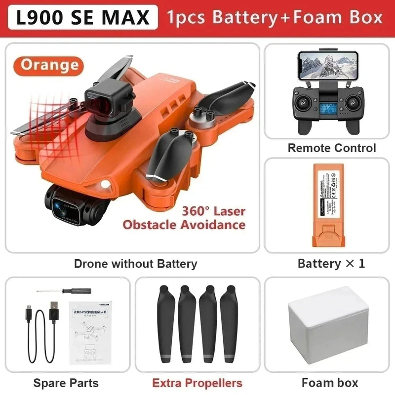 L900 Pro SE MAX GPS Drone 4K Câmera HD dupla profissional 5G WIFI 360 ° Motor sem escova para evitar obstáculos Rc FPV Quadcopter Dron