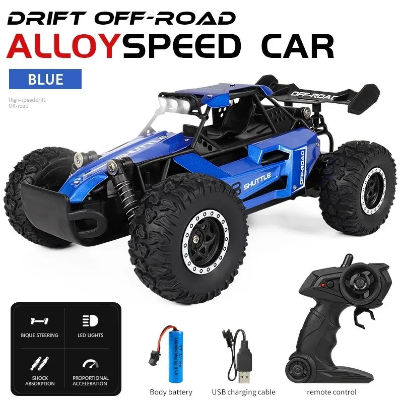 Novo carro rc 1:16 2wd com luz led 2.4g 20 km/h alta velocidade fora de estrada escalada carro de controle remoto brinquedo presentes para meninos meninas crianças