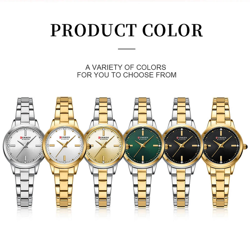 CURREN Relógio de quartzo original para mulheres moda elegante relógios femininos de aço inoxidável à prova d'água relógio de pulso feminino