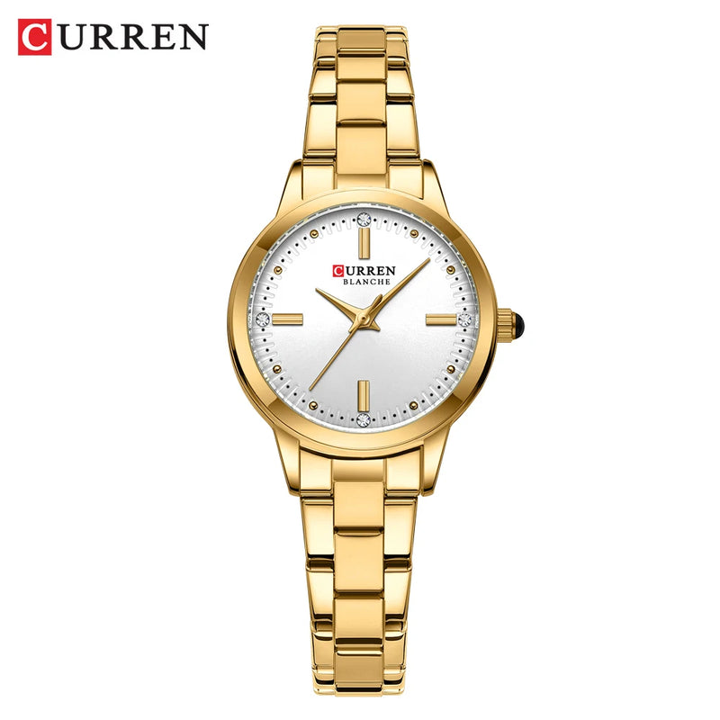CURREN Relógio de quartzo original para mulheres moda elegante relógios femininos de aço inoxidável à prova d'água relógio de pulso feminino