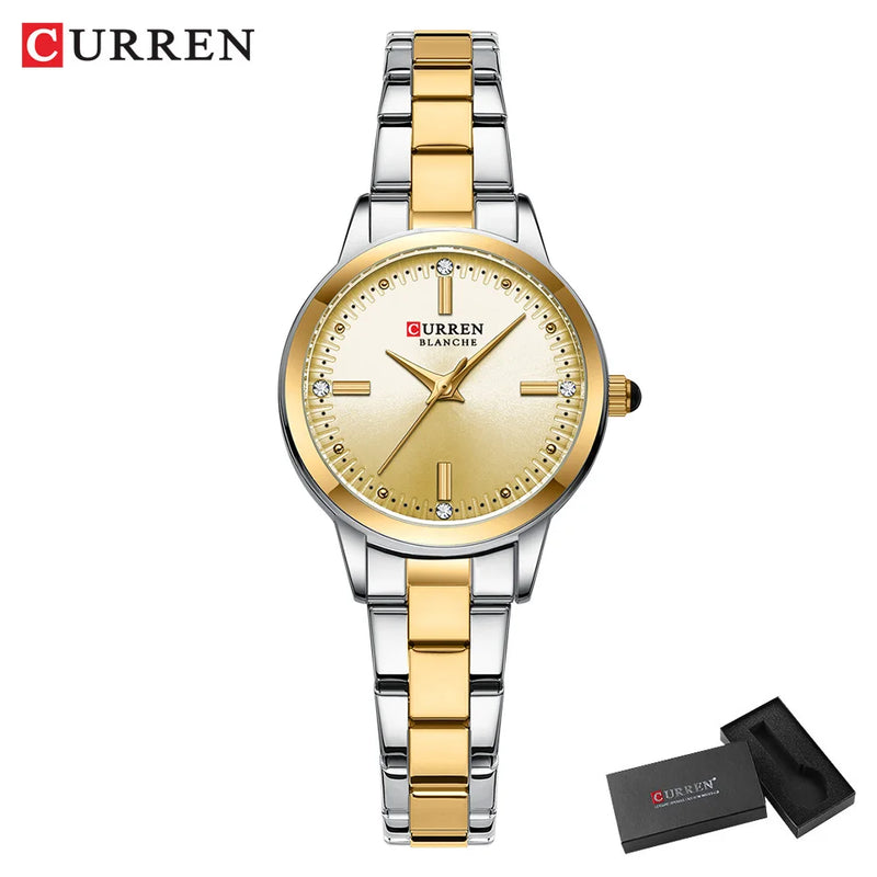 CURREN Relógio de quartzo original para mulheres moda elegante relógios femininos de aço inoxidável à prova d'água relógio de pulso feminino