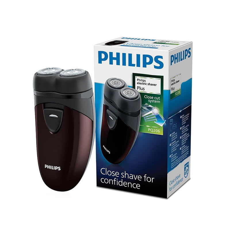 Philips barbeador elétrico pq206 bateria mini tamanho portátil aparelho de barba masculino aliciamento duplo cabeça cortador navalha flutuante