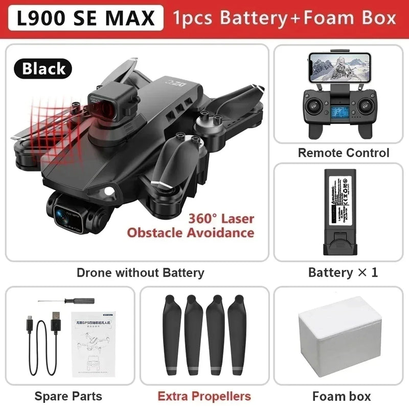 L900 Pro SE MAX GPS Drone 4K Câmera HD dupla profissional 5G WIFI 360 ° Motor sem escova para evitar obstáculos Rc FPV Quadcopter Dron