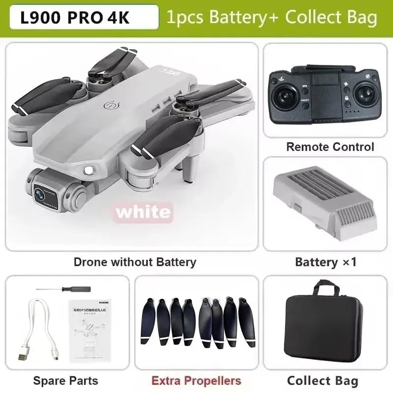 L900 Pro SE MAX GPS Drone 4K Câmera HD dupla profissional 5G WIFI 360 ° Motor sem escova para evitar obstáculos Rc FPV Quadcopter Dron