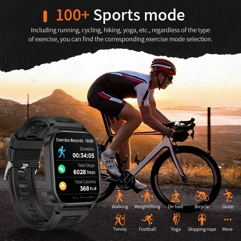 Lige novo relógio inteligente masculino lanterna 2.01 "hd tela grande ai voz bluetooth chamada esporte relógios monitor de saúde smartwatch feminino
