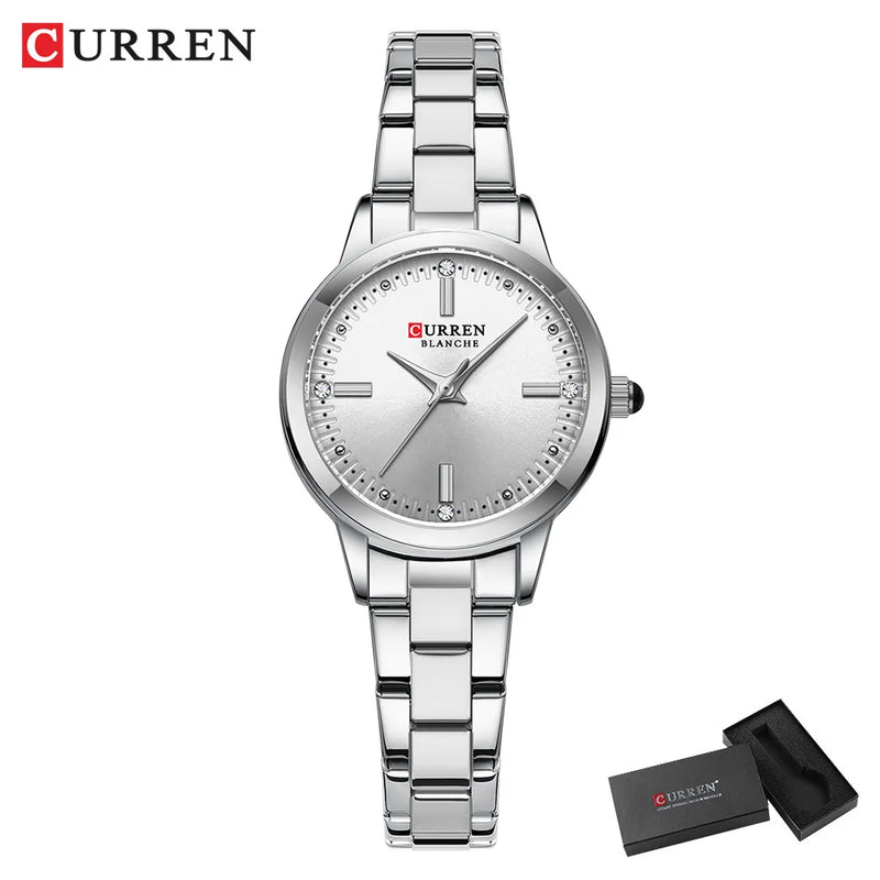 CURREN Relógio de quartzo original para mulheres moda elegante relógios femininos de aço inoxidável à prova d'água relógio de pulso feminino