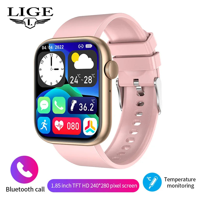 LIGE-Relógio inteligente para homens e mulheres, carregamento sem fio Smartwatch, chamadas Bluetooth, pulseira de fitness, relógio personalizado, novo, 2025