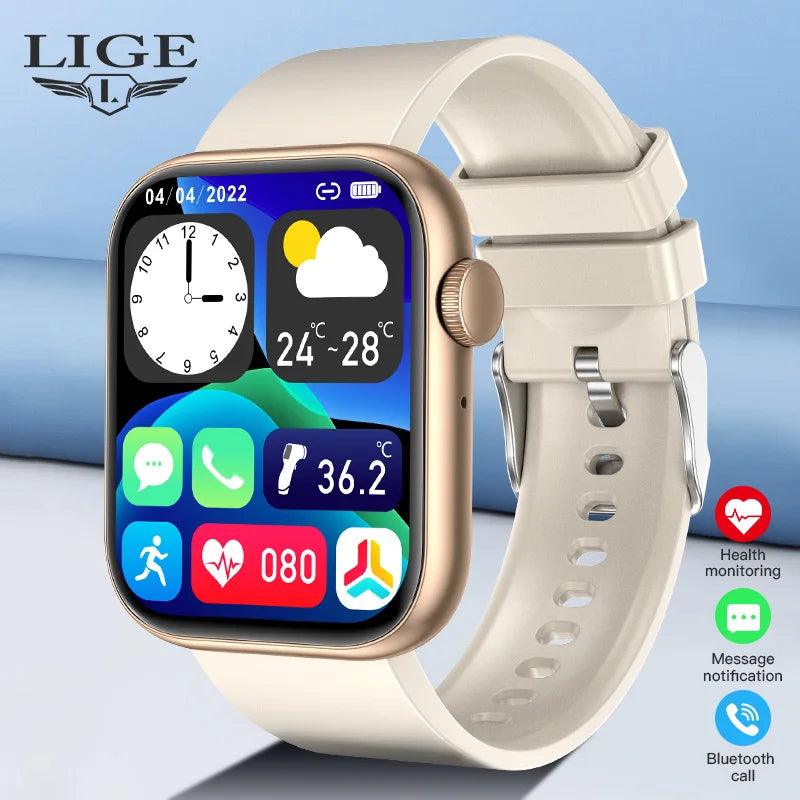 LIGE-Relógio inteligente para homens e mulheres, carregamento sem fio Smartwatch, chamadas Bluetooth, pulseira de fitness, relógio personalizado, novo, 2025