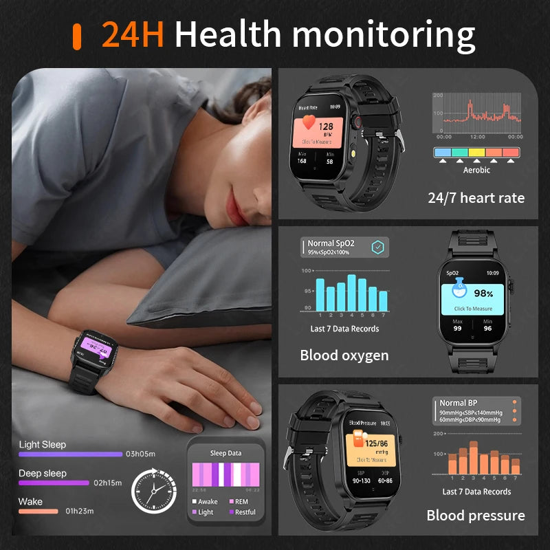 Lige novo relógio inteligente masculino lanterna 2.01 "hd tela grande ai voz bluetooth chamada esporte relógios monitor de saúde smartwatch feminino