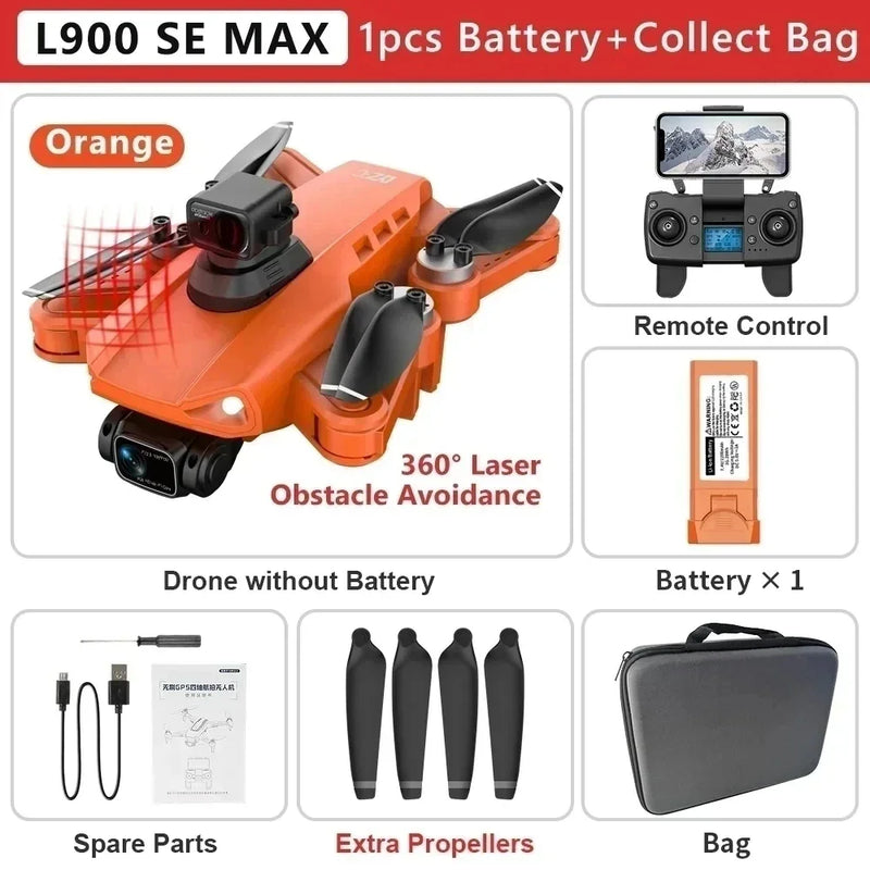 L900 Pro SE MAX GPS Drone 4K Câmera HD dupla profissional 5G WIFI 360 ° Motor sem escova para evitar obstáculos Rc FPV Quadcopter Dron
