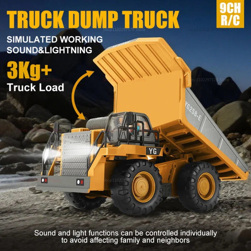 Crianças rc carro brinquedos 2.4ghz controle remoto liga escavadeira caminhão basculante bulldozer veículo de construção elétrica presentes para meninos meninas