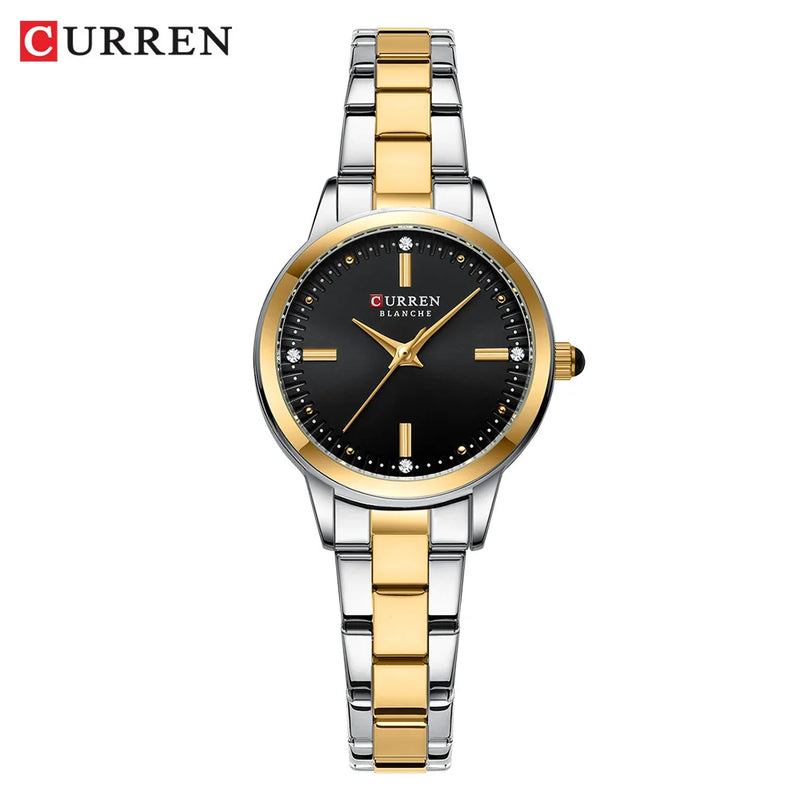 CURREN Relógio de quartzo original para mulheres moda elegante relógios femininos de aço inoxidável à prova d'água relógio de pulso feminino