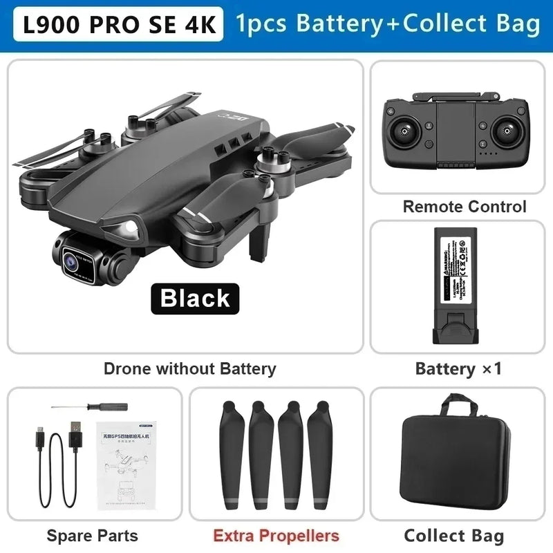 L900 Pro SE MAX GPS Drone 4K Câmera HD dupla profissional 5G WIFI 360 ° Motor sem escova para evitar obstáculos Rc FPV Quadcopter Dron