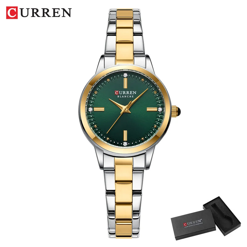 CURREN Relógio de quartzo original para mulheres moda elegante relógios femininos de aço inoxidável à prova d'água relógio de pulso feminino