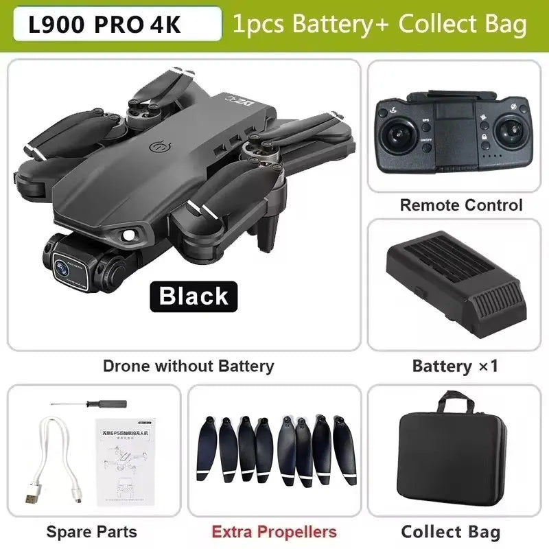 L900 Pro SE MAX GPS Drone 4K Câmera HD dupla profissional 5G WIFI 360 ° Motor sem escova para evitar obstáculos Rc FPV Quadcopter Dron