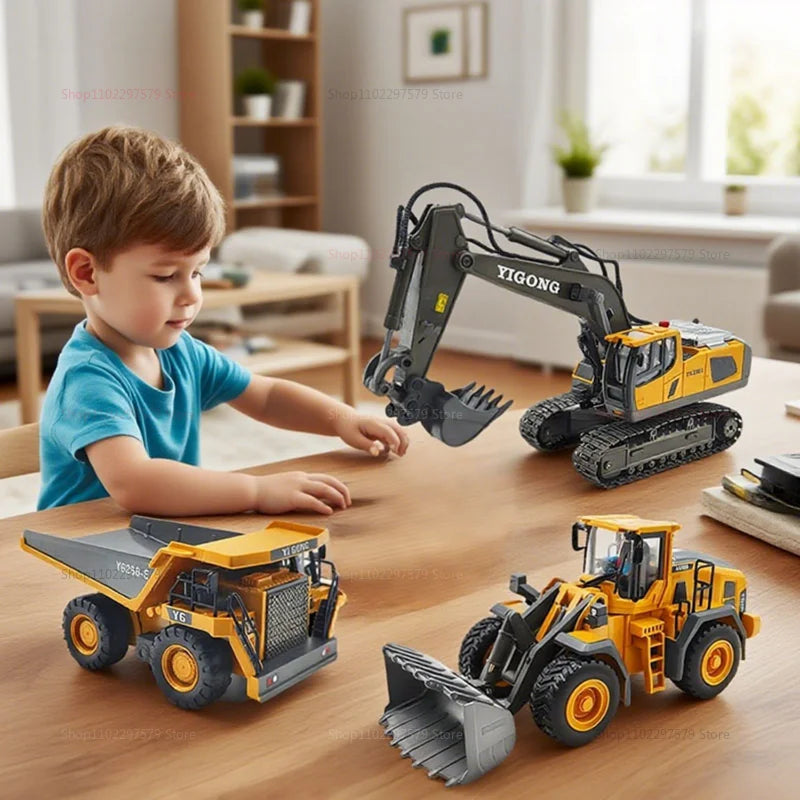 Crianças rc carro brinquedos 2.4ghz controle remoto liga escavadeira caminhão basculante bulldozer veículo de construção elétrica presentes para meninos meninas