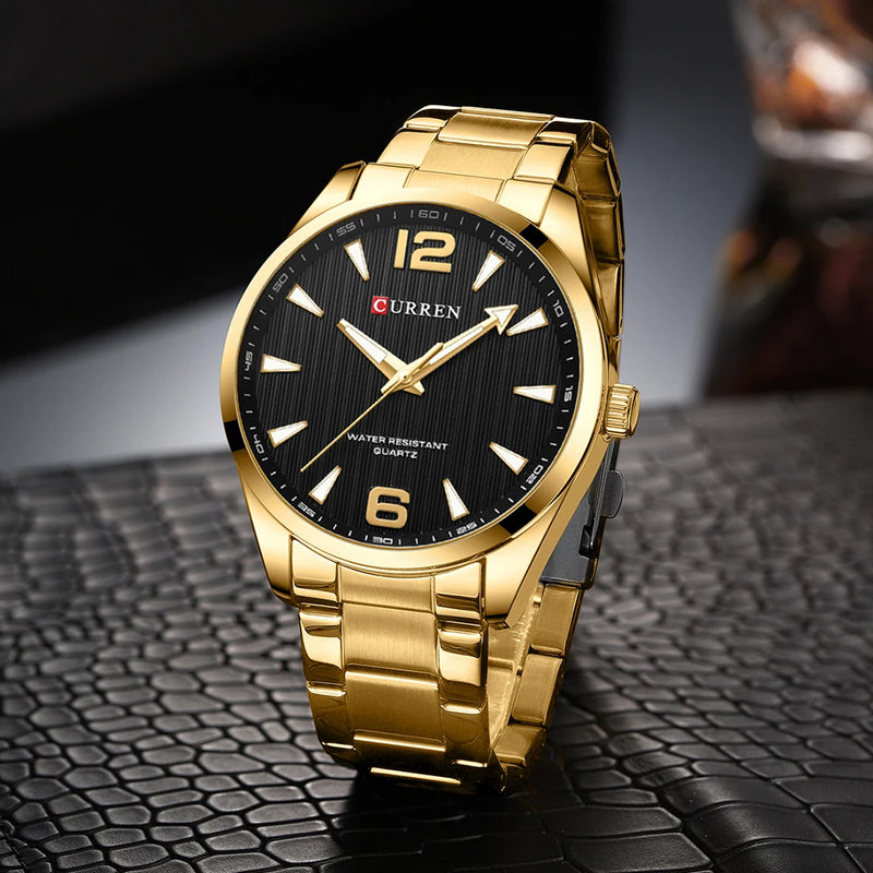 CURREN Fashion Brand Men's Watches with Luminous Han Classy Business Stainless Steel Band Wristwatches for Male with