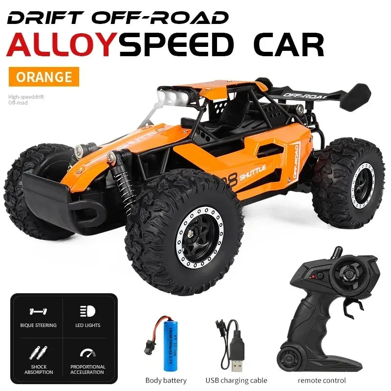 Novo carro rc 1:16 2wd com luz led 2.4g 20 km/h alta velocidade fora de estrada escalada carro de controle remoto brinquedo presentes para meninos meninas crianças